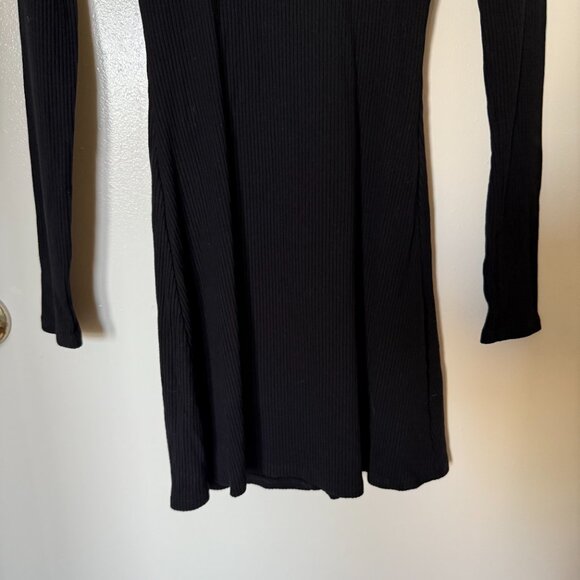 Reformation Maya Black Turtleneck Ribbed Mini Bodycon Dress XS - Picture 4 of 7